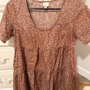 A New Day Brown and White Patterned Midi Dress